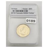 2019 Canada MS64 Loonie Dollar Coin $170