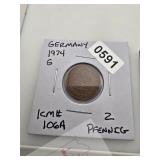 1974 Germany 2 Pfennig Coin KM# 106A