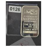 Johnson Matthey 1 oz Fine Silver Bar $240