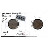 1961 Malaya British Borneo 10 Cents Coin $130