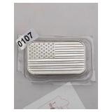 USA Flag Silver Ingot Art Bar $240 0107