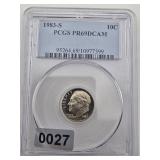 1983-S Roosevelt Dime PCGS PR69DCAM Silver $67