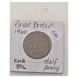 1960 Great Britain Half Penny KM# 896 $58