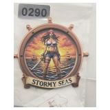 Stormy Seas Pirate Woman Copper Round $130
