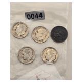 5 Vintage Silver Roosevelt Dimes $274