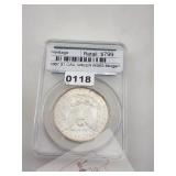 1887 $1 CAC Green MS63 Morgan Silver $1598