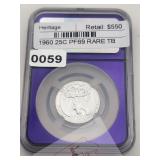 1960 Washington Silver Quarter PF69 $1100