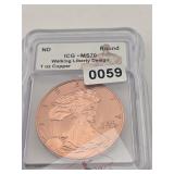 ND ICG-MS70 1 oz Copper Round Design $225