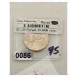 1945 Philippines 50 Centavos Silver $190