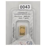 Sunshine Mint 1 Gram .9999 Fine Bar $354