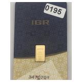 IGR 0.5g Fine 999.9 Bullion Bar In Assay $177