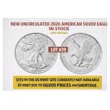 2026 American Silver Eagle (ASE) 1 oz .999 $199