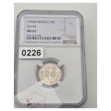 1935 Mexico 20 Centavos Silver MS65 NGC $80