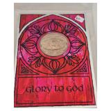 Glory to God Coin Art in Red and Pink, $120