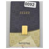 IGR 0.5 Gram .9999 Pure Bullion Bar $177