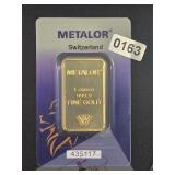 Metalor Switzerland 1 Ounce .9999 Bar $11000