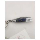 Damascus Steel Blue Folding Knife $130