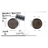 1961 Malaya British Borneo 10 Cents Coin $130