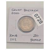Great Britain 2010 Twenty Pence Coin KM# 1111