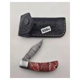 Damascus Steel Folding Knife with Sheath...