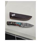 Handmade Damascus Steel Knife Leather...