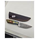 Handmade Damascus Steel Knife Leather...