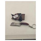 Miniature Cleaver Keychain With Leather Case