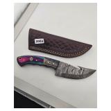 Damascus Steel Gut Hook Hunting Knife...