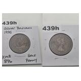 1955 Great Britain Copper Half Penny Coin 439h
