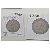 1935 Great Britain Copper One Penny King George V