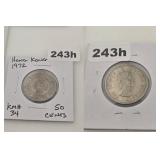 1972 Hong Kong Fifty Cents Copper-Nickel Coin