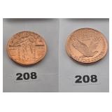 Standing Liberty Eagle .999 Fine Copper Round