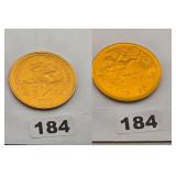 1979 Circus 1968 Amor Gold Gilt Copper Token