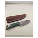 Custom Damascus Steel Knife with Leather Sheath