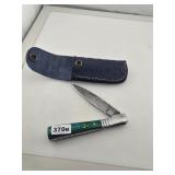 Custom Damascus Steel Folding Knife with Case