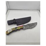 Damascus Steel Tracker Knife Leather Sheath