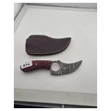 Custom Damascus Steel Skinner Knife w Sheath