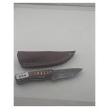 Damascus Steel Fixed Blade Knife With Sheath