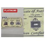 99.9 Pure Platinum American Certified Bullion