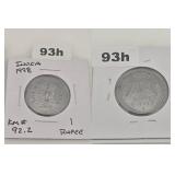 1998 India One Rupee KM 92.2 Mumbai Mint Coin