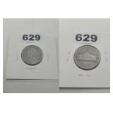 1945 D Jefferson Silver War Nickel Coin 5c