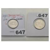 2021-P Beehive Die Chip Jefferson Nickel UNC