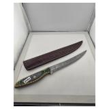 Custom Damascus Steel Fillet Knife with Sheath