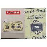 99.9 Pure Platinum American Certified Bullion