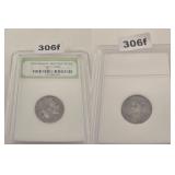 Two Slabbed Indian Head Buffalo Copper Nickels