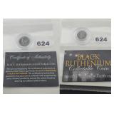 Black Ruthenium 1942 Silver Mercury Dime COA