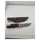 Custom Damascus Steel Hunting Knife with Sheath