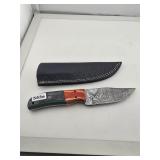 Custom Damascus Steel Hunting Knife & Sheath
