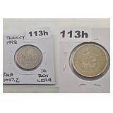 1998 Turkey 10 Bin Lira Coin KM 1027.2 Copper