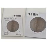1945 Great Britain Copper One Penny KM# 845